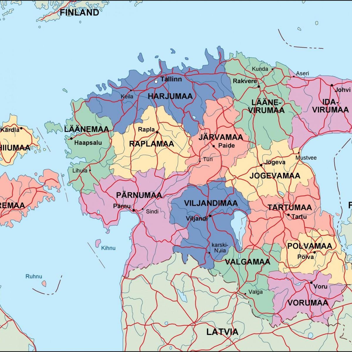 karta iz Estonije da je politički